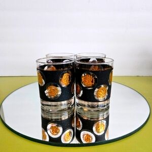 Vintage 22K Gold & Black Libbey Glass Set